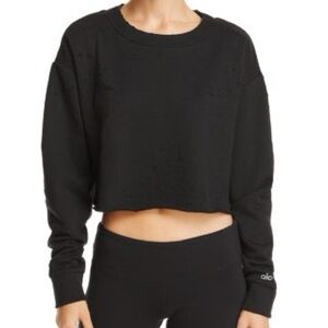 Alo cropped distressed sweatshirt